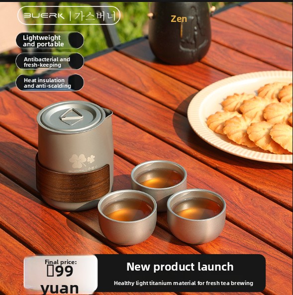 Outdoor Camping Kettle - Set Teh Portabel untuk Perjalanan dengan