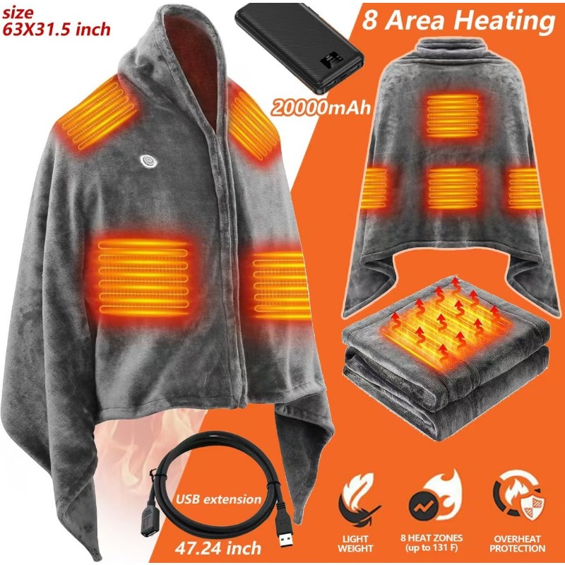 Outdoor Camping Heated Blanket - Selimut Shawl Berpemanas NewUSB 2025, Pembungkus