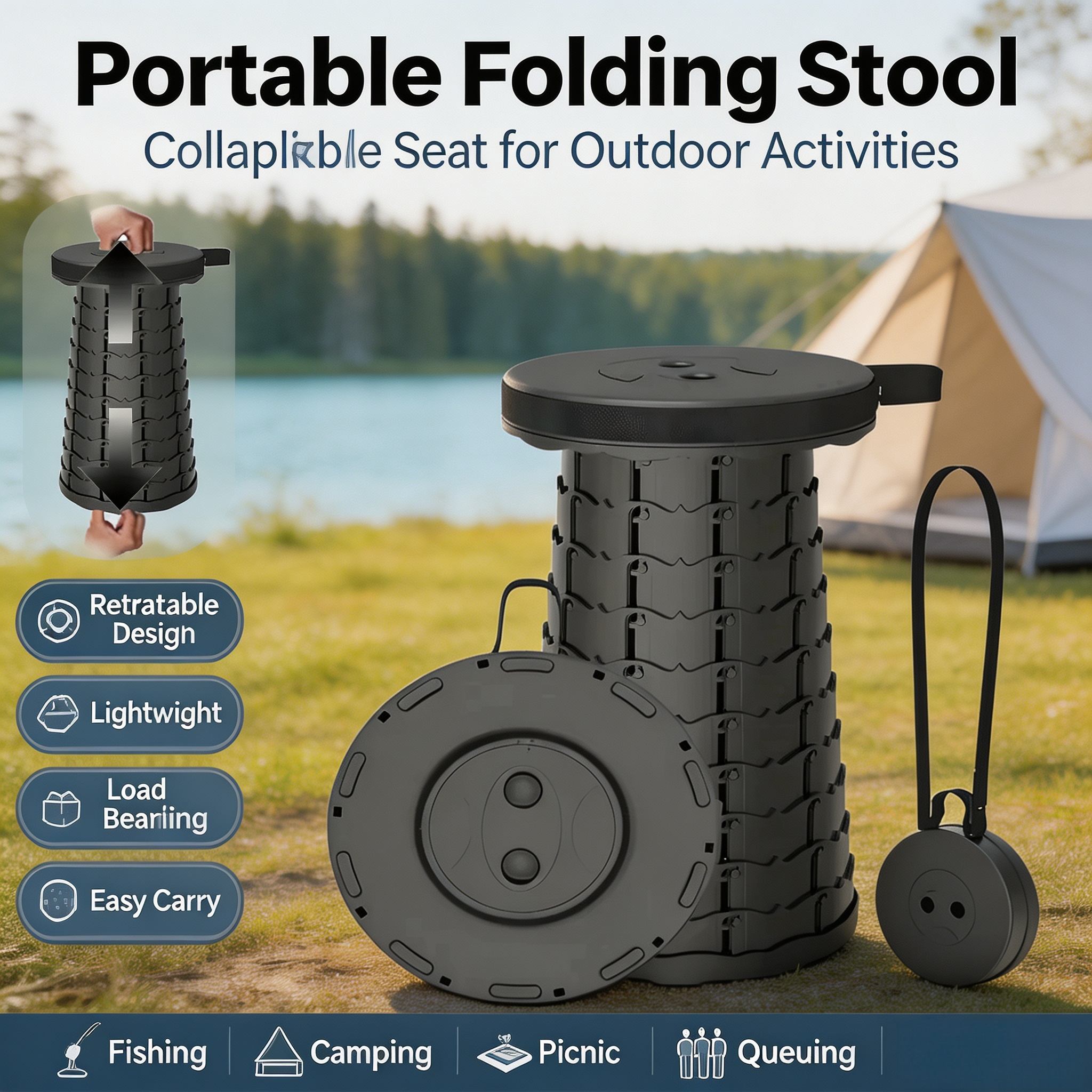 Outdoor Camping Events 2026 - Kursi Pancing Lipat 2026 Ringan, Portabel,