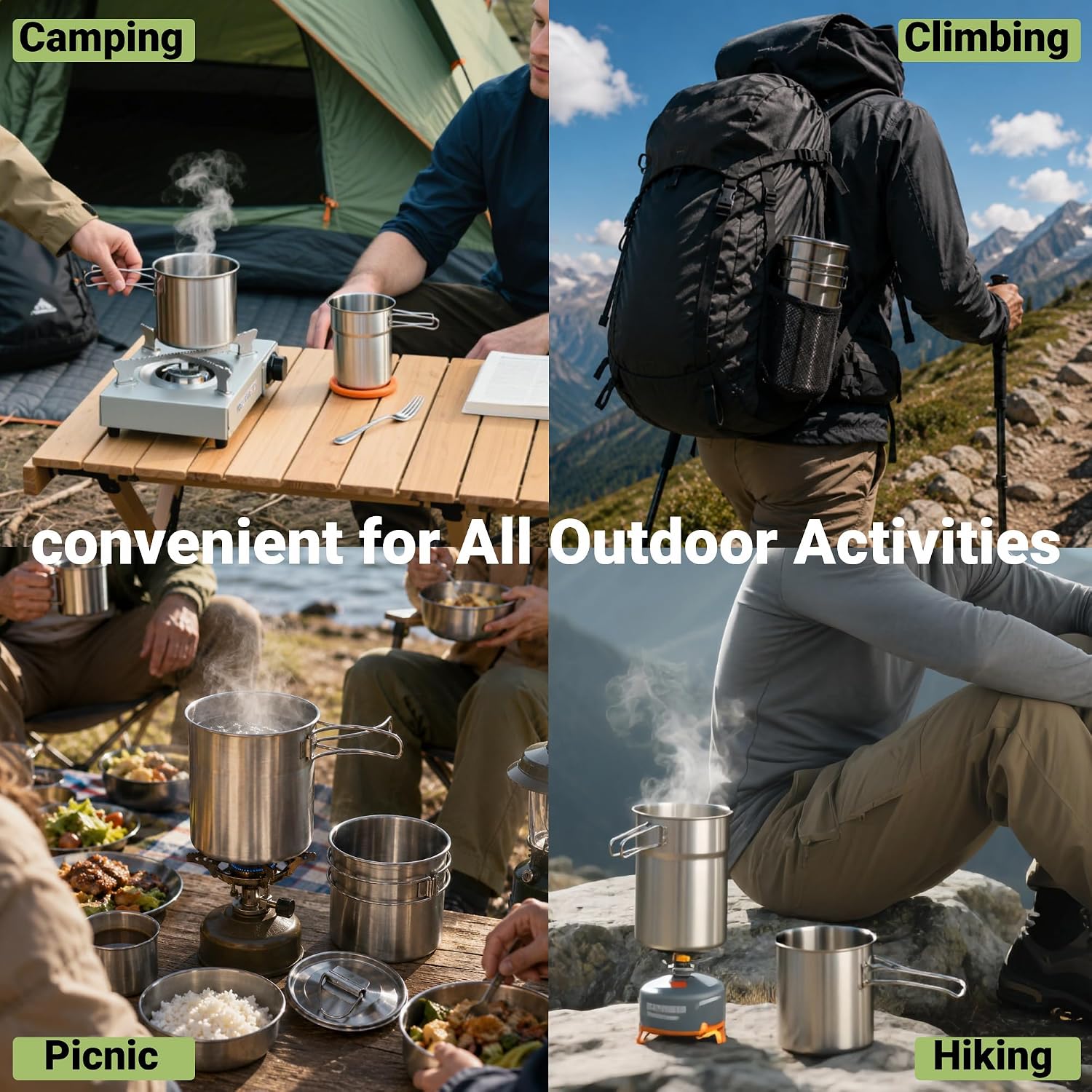 Cangkir Lipat untuk Berkemah,  - Outdoor Camping Cooking Set ulasan dan harga