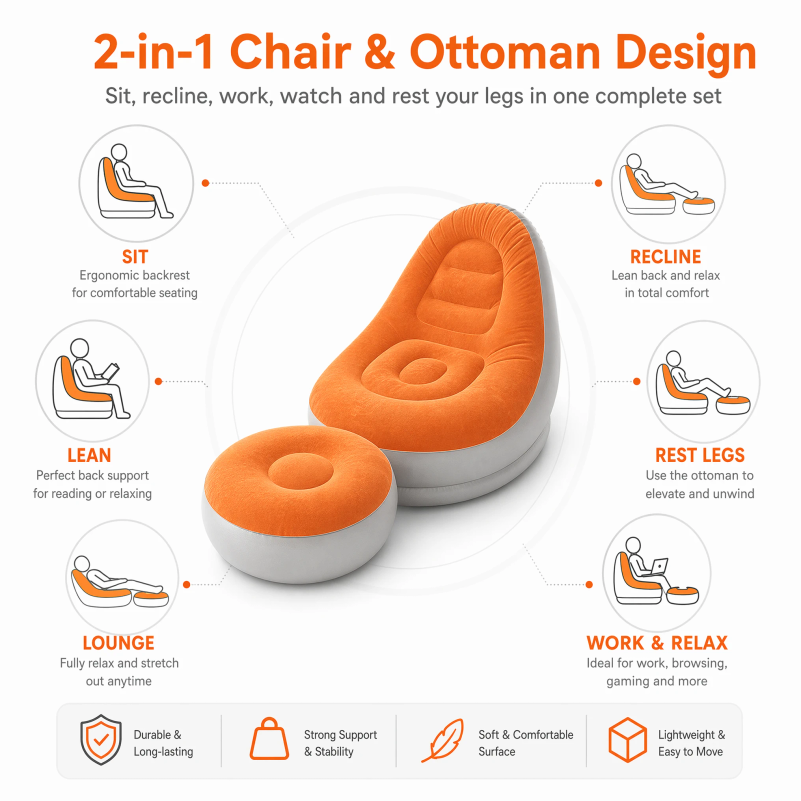 Set Sofa Santai Tiup dengan Sa - Outdoor Camping Folding Chair ulasan dan harga
