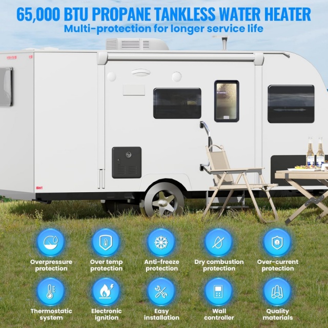 Pemanas Air Gas Instan RV Port - Outdoor Camping Showers ulasan dan harga