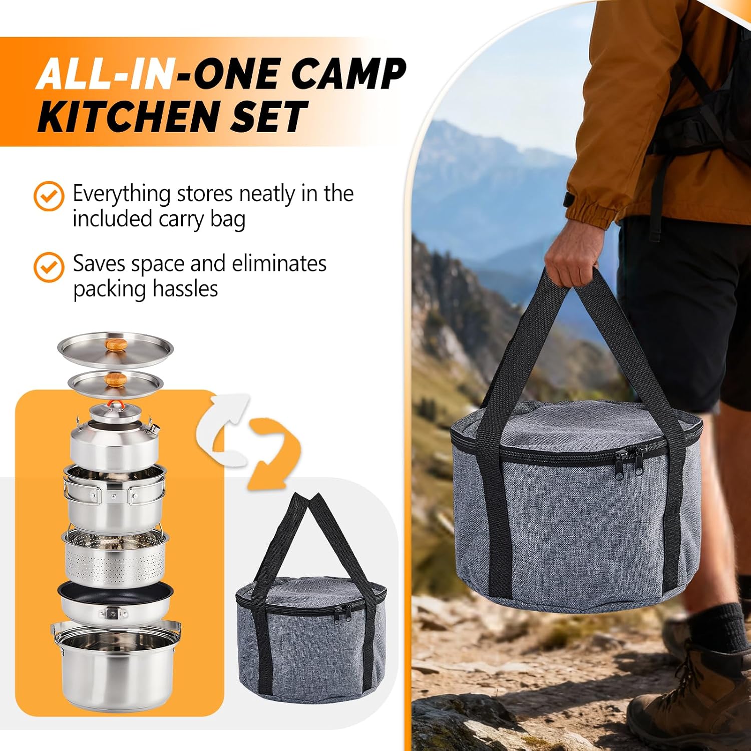 6pcs Set Peralatan Masak, Panc - Outdoor Camping Kettle ulasan dan harga