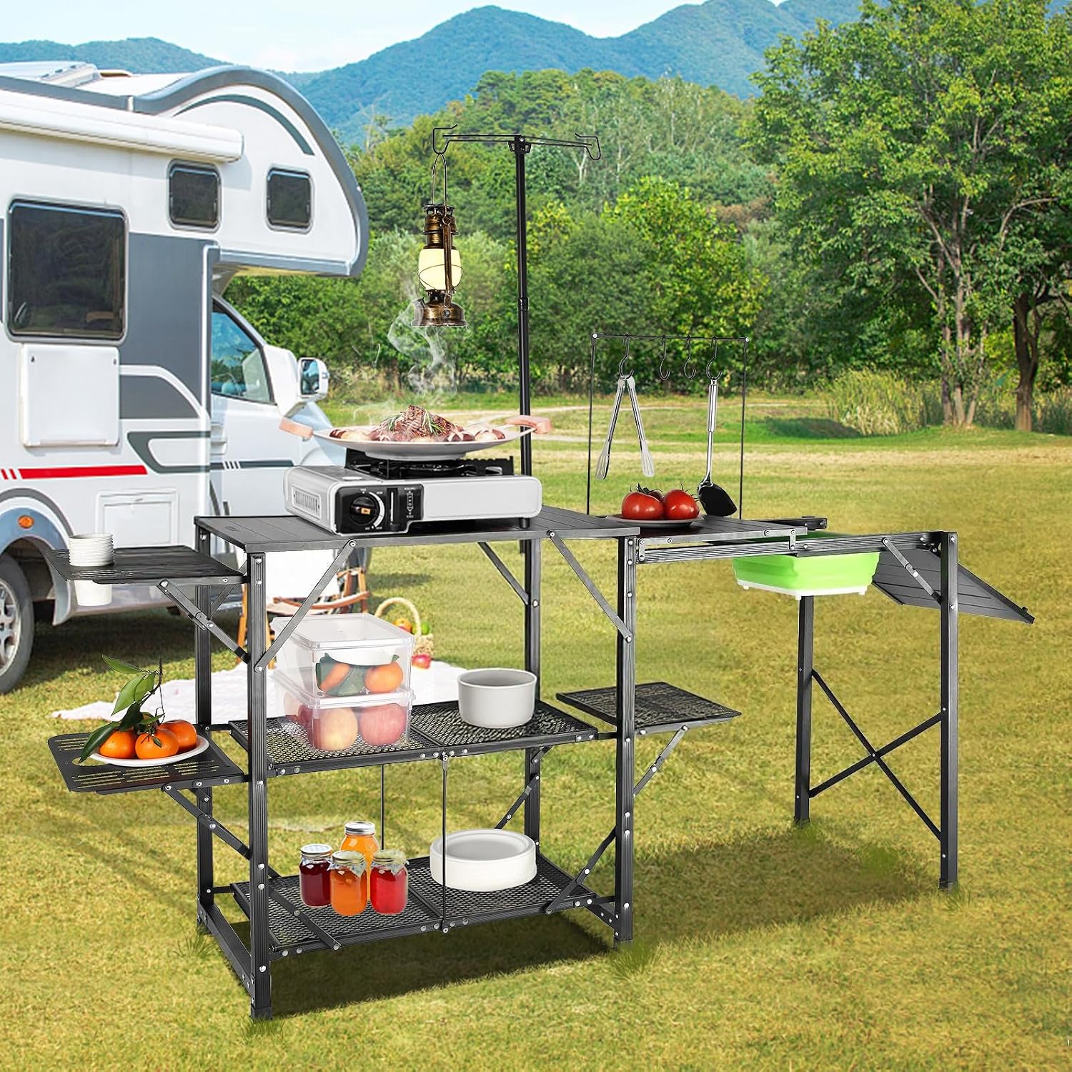 Meja Dapur Camping dengan Wast - Outdoor Camping Kitchen With Sink ulasan dan harga